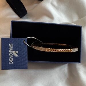 Swarovski Rose Gold Chain Bangle with Silver Crystal Accents